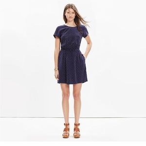 Madewell Silk Cross-Back Dress in Dots & Stars